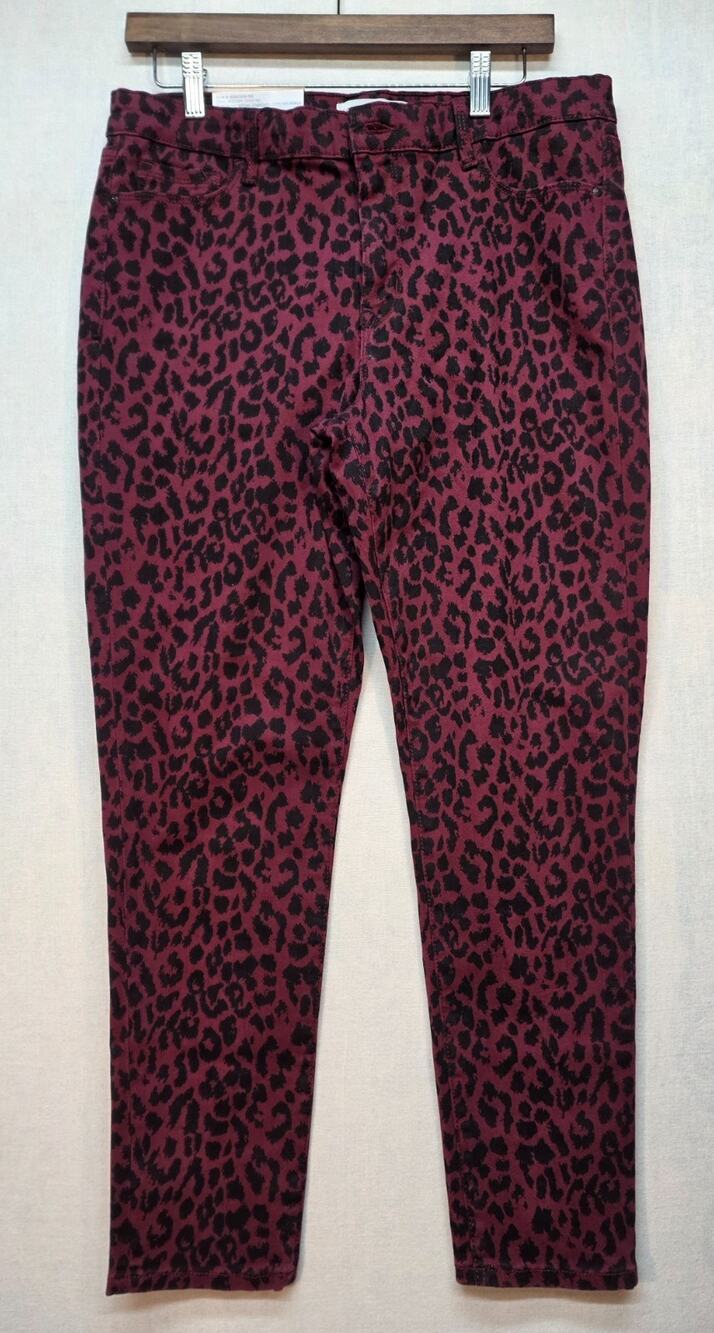 Social Standard by Sanctuary Cheetah Ankle Skinny Jeans Burgundy Black NWT (12)